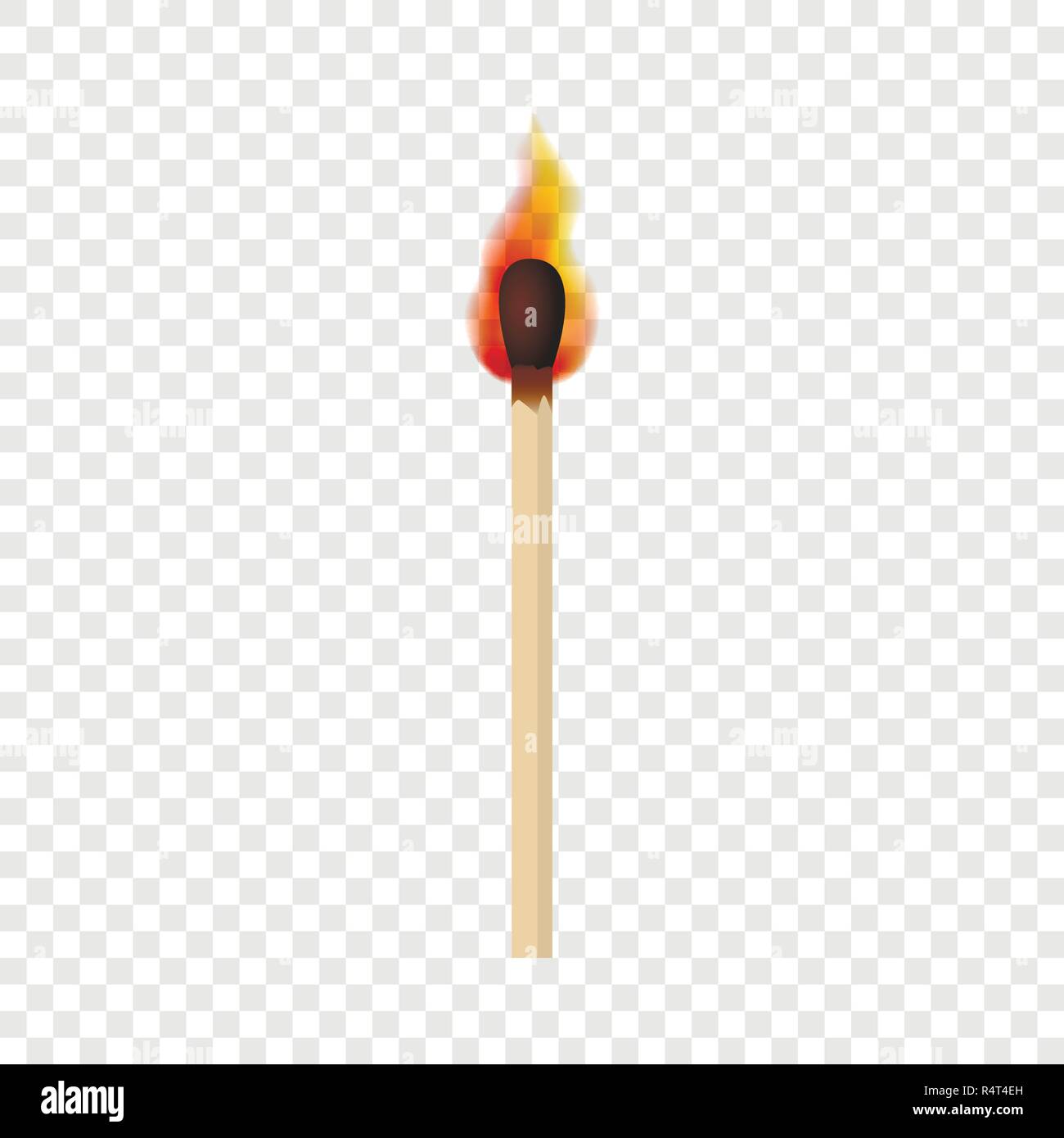 Match with fire flame mockup. Realistic illustration of match with fire ...