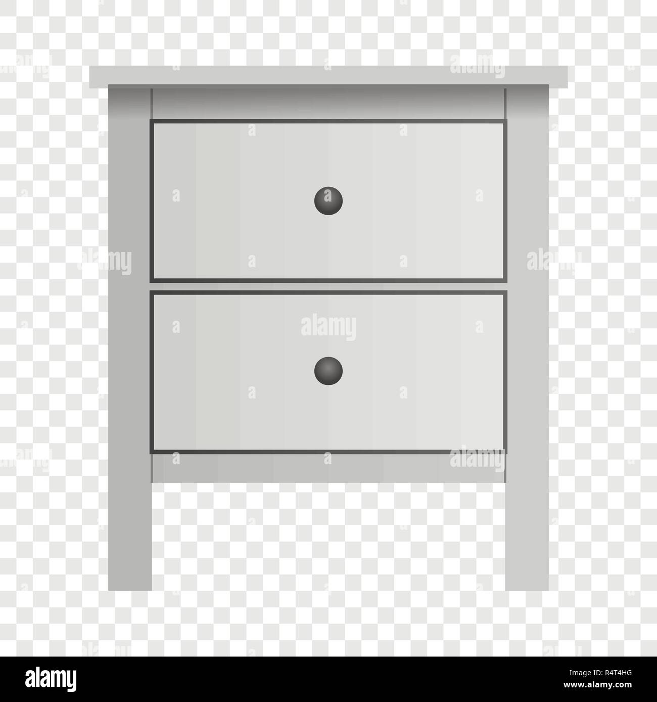 White double drawer mockup. Realistic illustration of white double drawer vector mockup for on transparent background Stock Vector