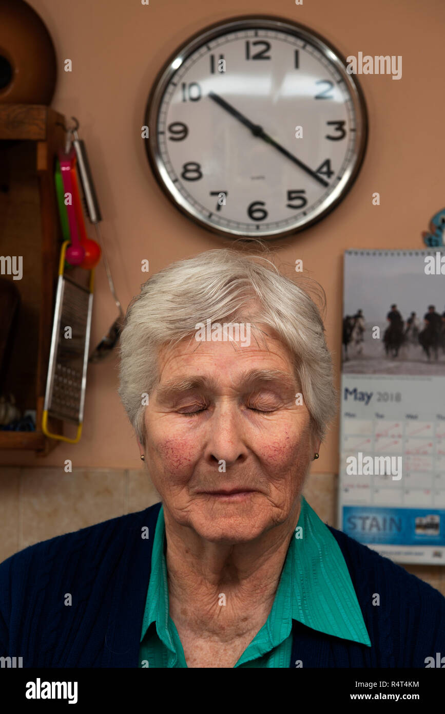 80-year old British woman Stock Photo