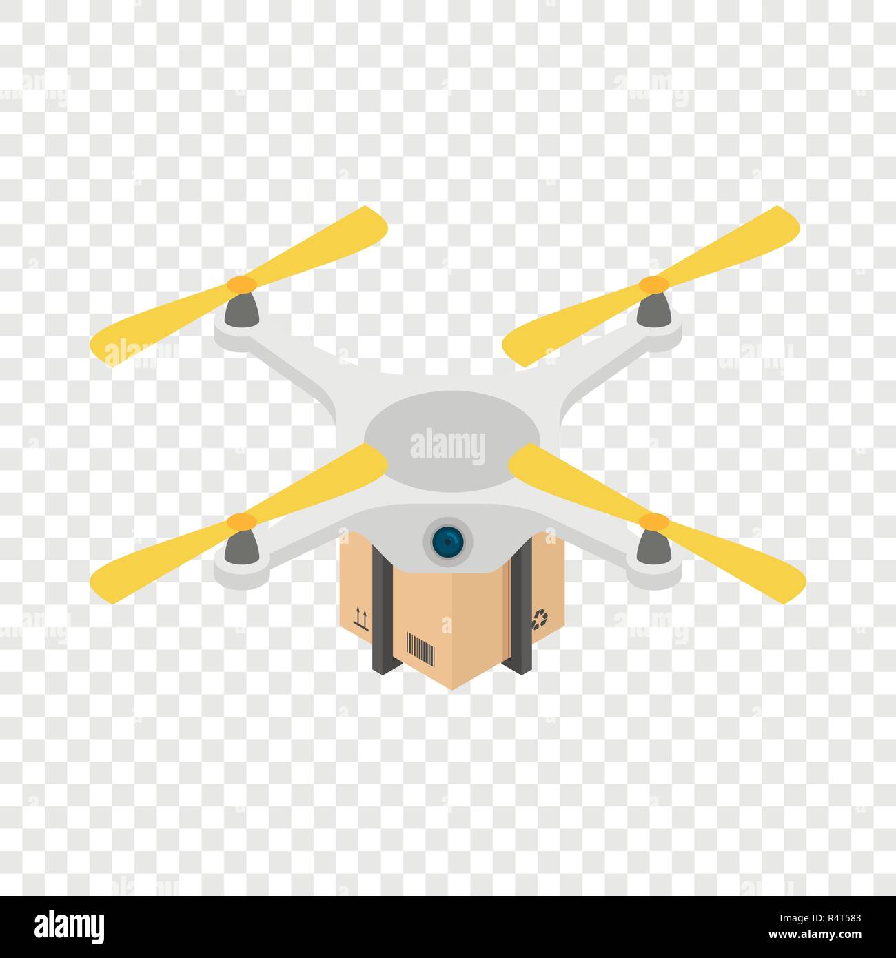 Drone box delivery icon. Isometric of drone box delivery vector icon ...