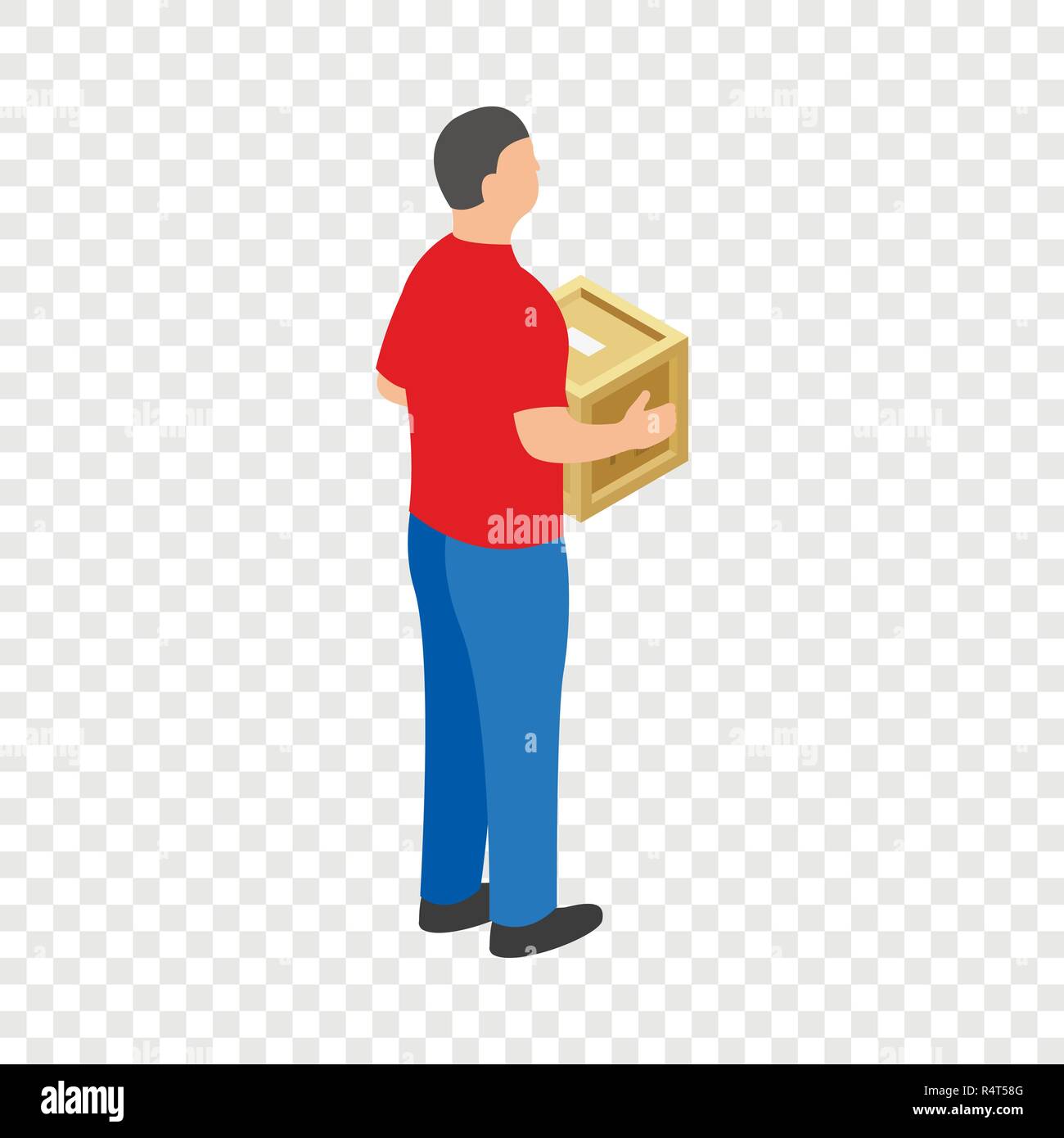 Man delivery box icon. Isometric of man delivery box vector icon for on ...