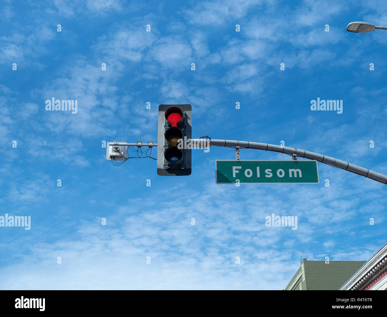 Red light district traffic light on Folsom St in San Francisco at Folsom Street Fair Stock Photo