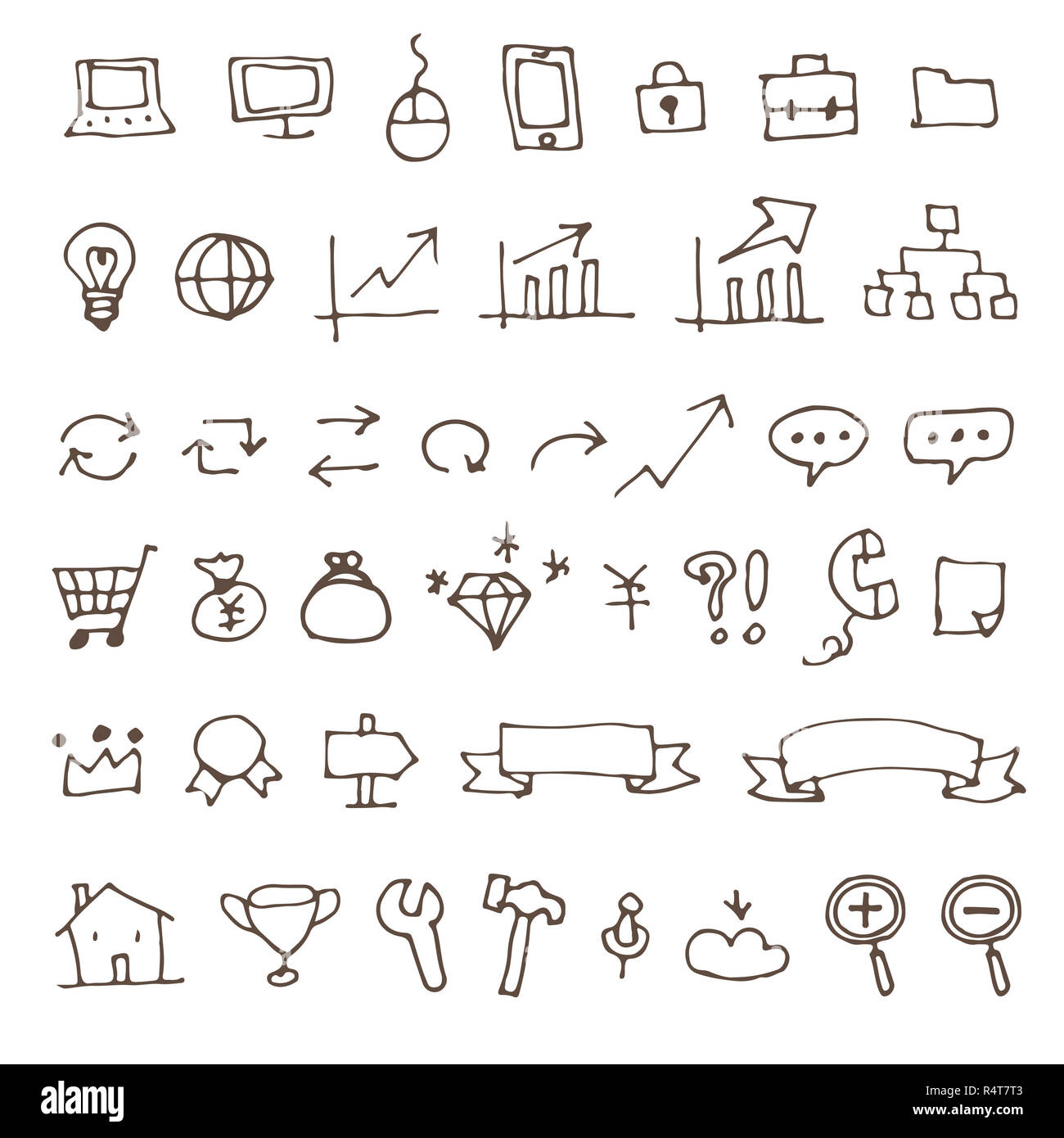 Business elements cute sketch icon Stock Photo