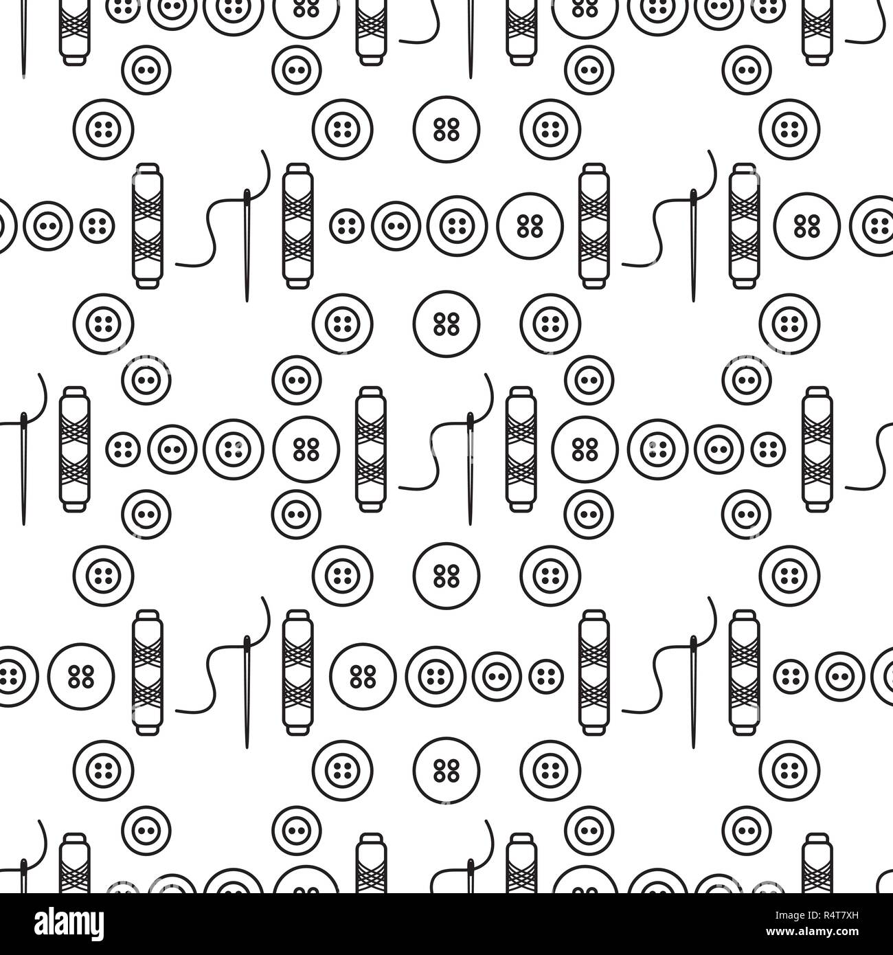 Seamless pattern with needles, buttons, threads. Sewing and needlework ...