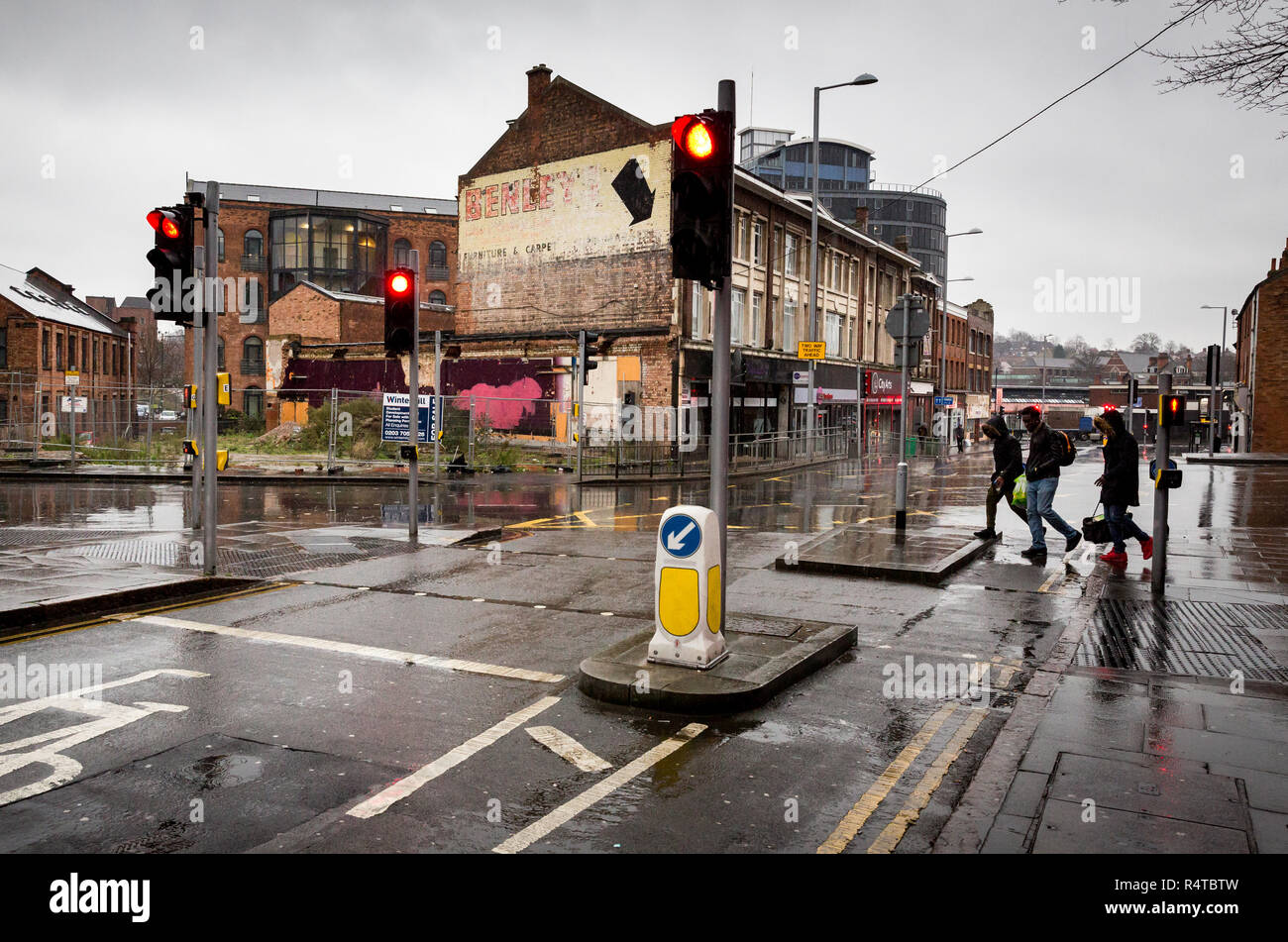 Street scenes in Nottingham, referred to as poorhouse, poorest city in the UK. Stock Photo