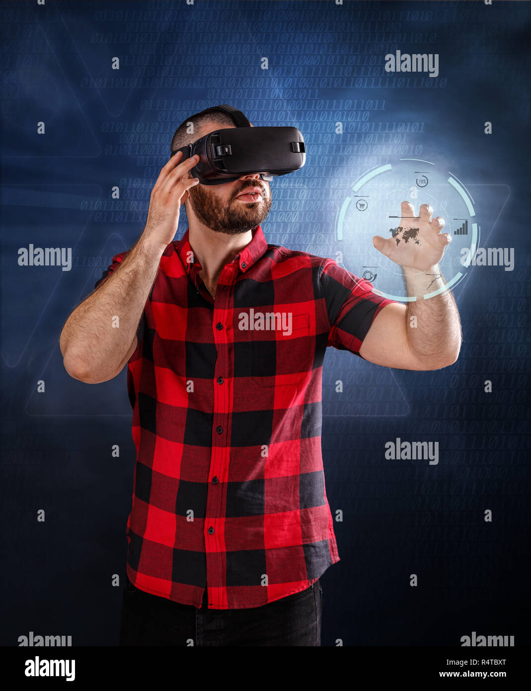 Man using VR glasses Stock Photo