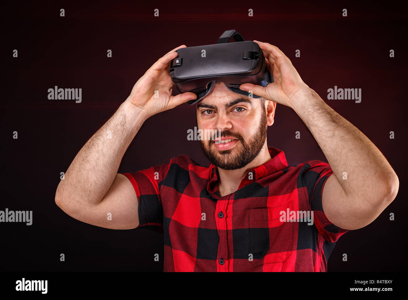 Man using VR glasses Stock Photo