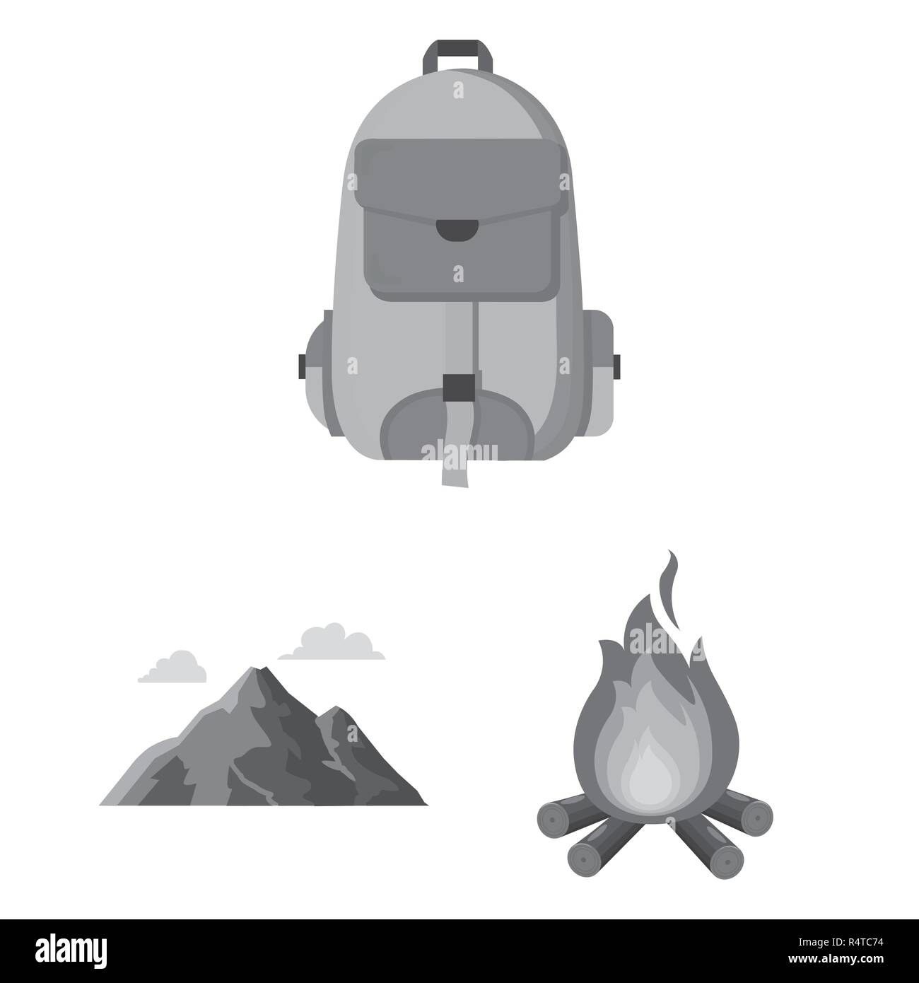 Rest in the camping monochrome icons in set collection for design ...