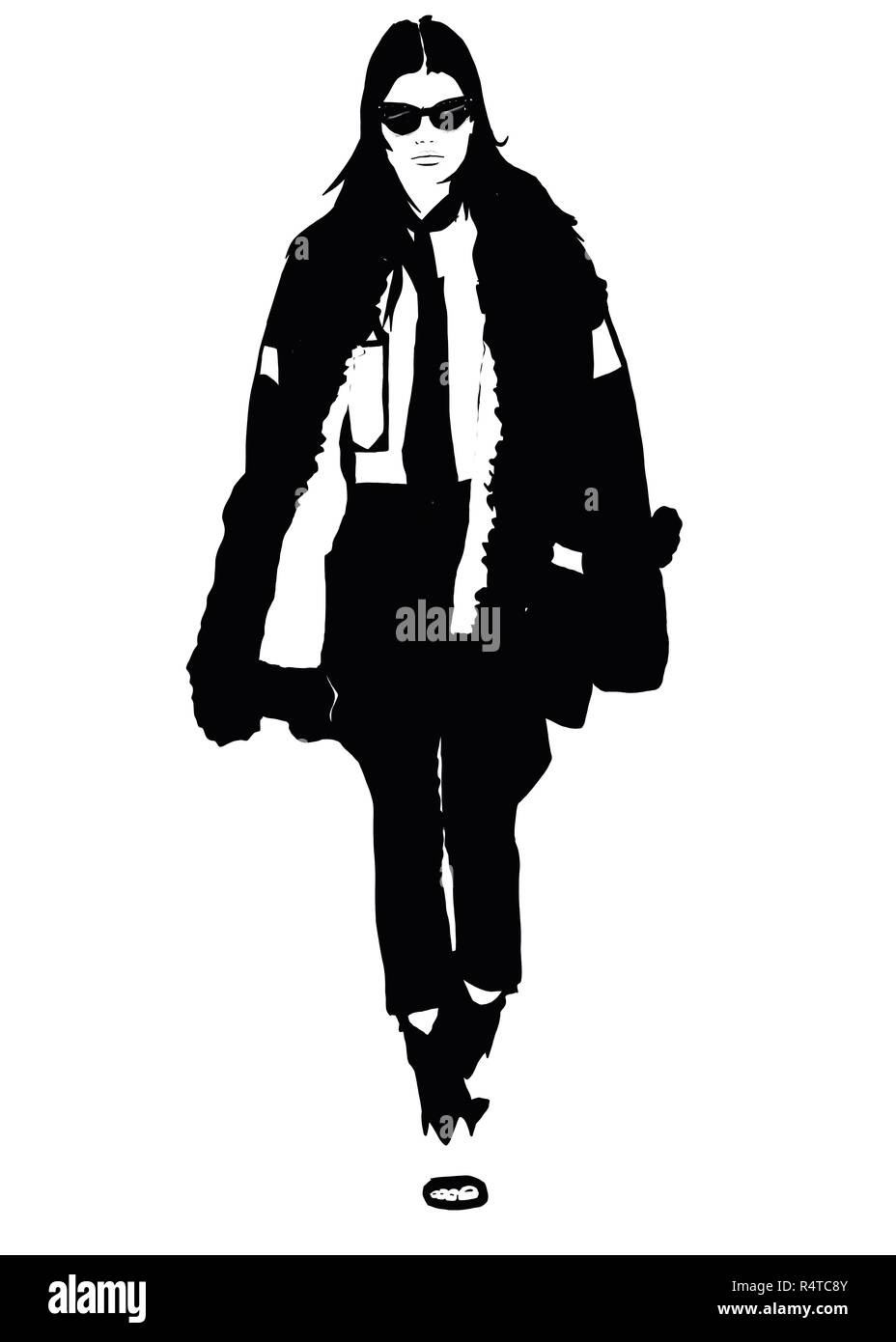 Fashion illustration black and white Stock Photo - Alamy