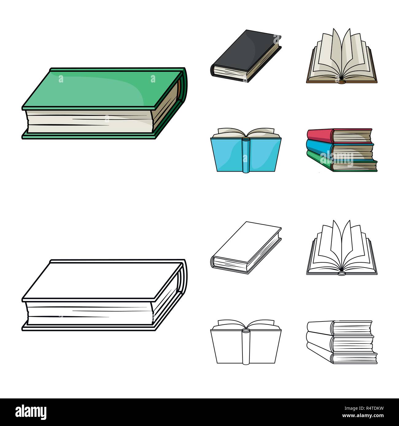 Various kinds of books. Books set collection icons in cartoon,outline ...