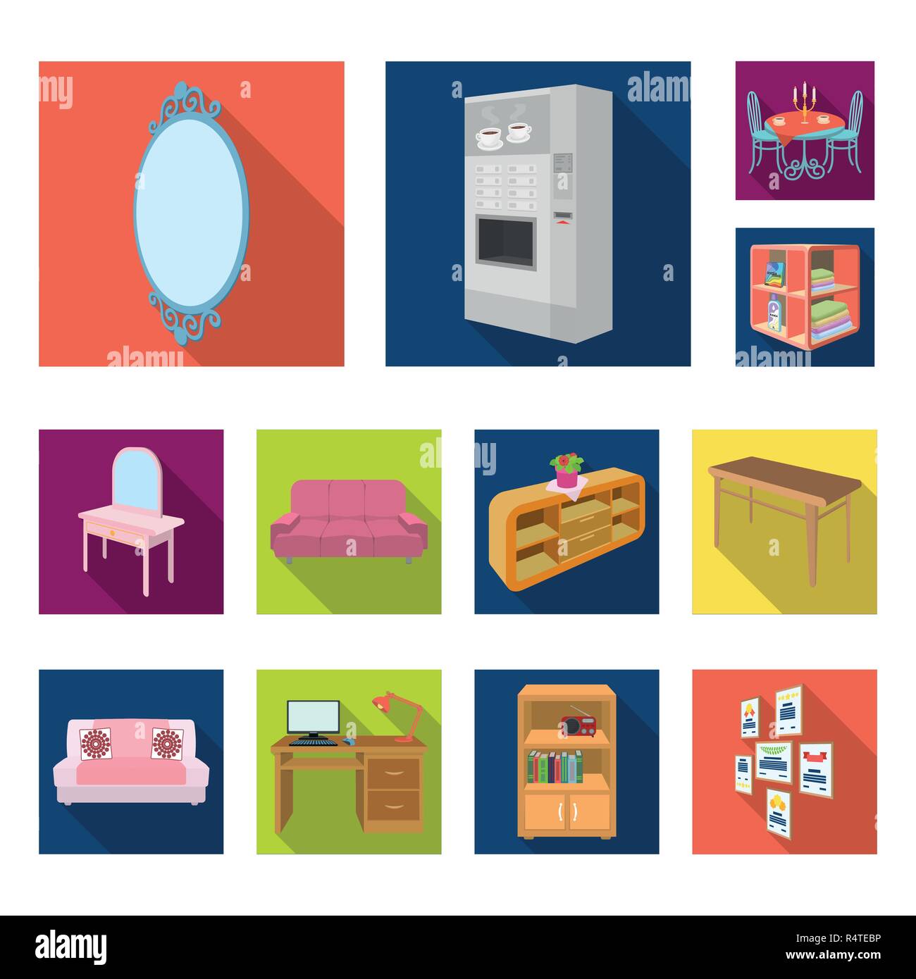 Furniture and interior flat icons in set collection for design. Home ...