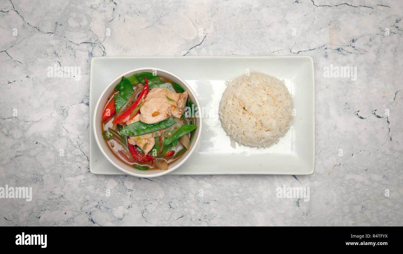 Oriental food, chicken Thai basil Stock Photo