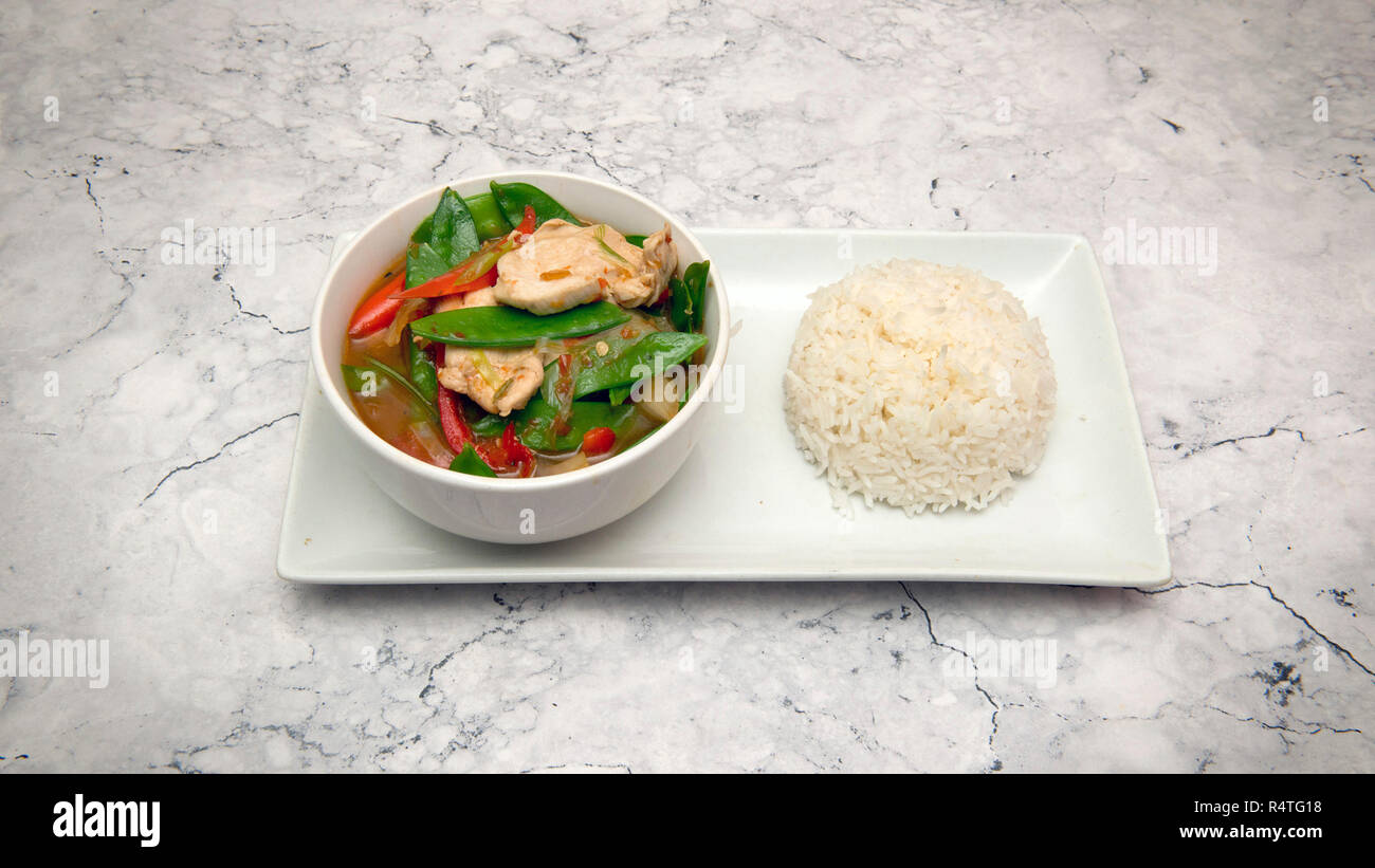 Oriental food, chicken Thai basil Stock Photo