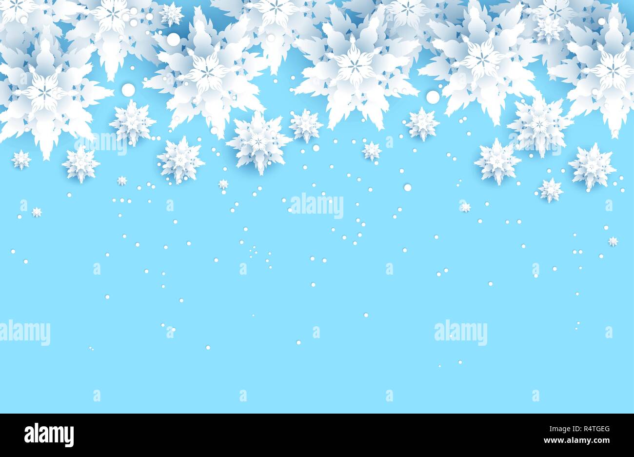 Winter holiday realistic paper cut snowflakes. Snow christmas ...