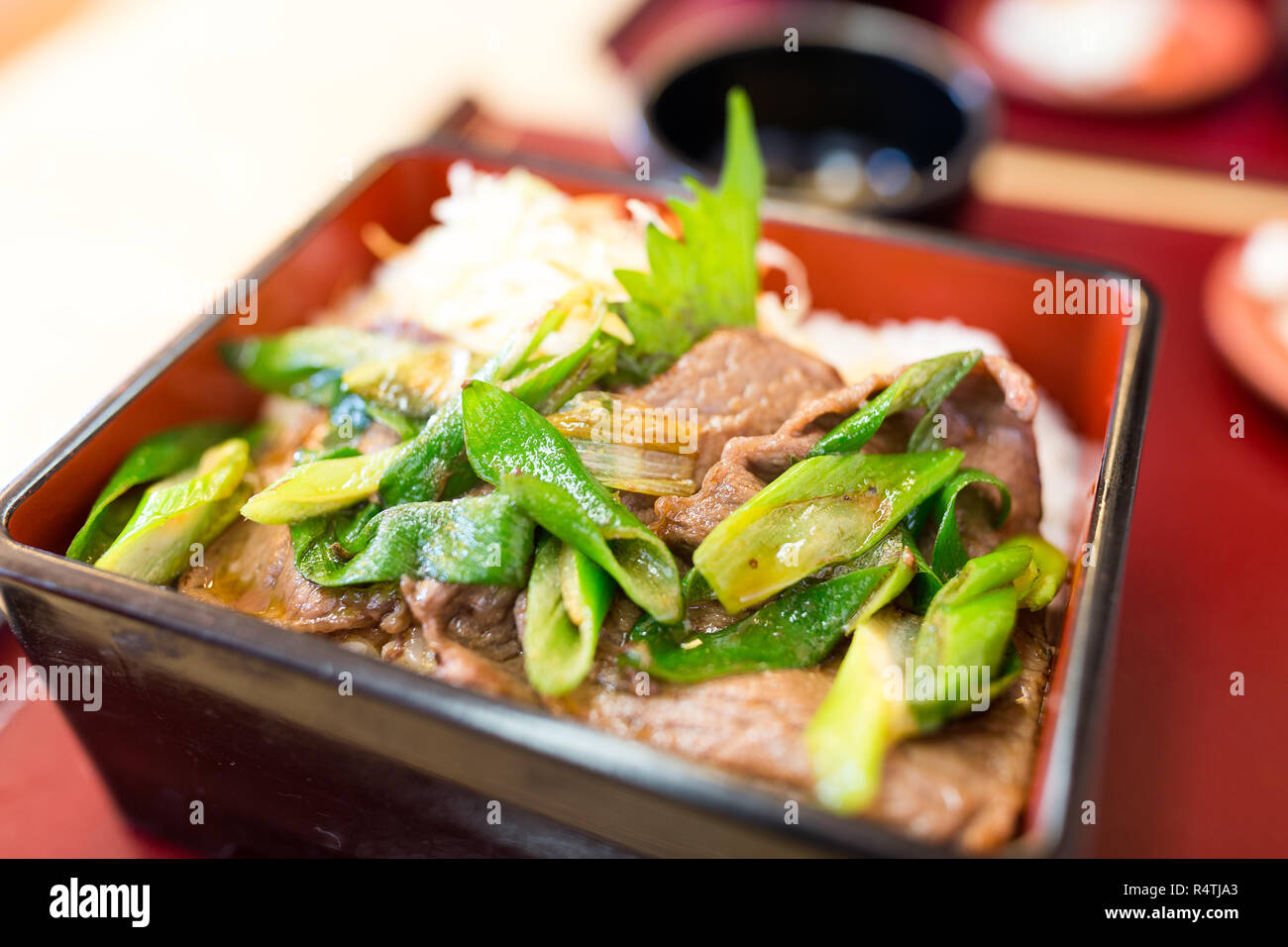 Roasted beef rice bowl Stock Photo Alamy