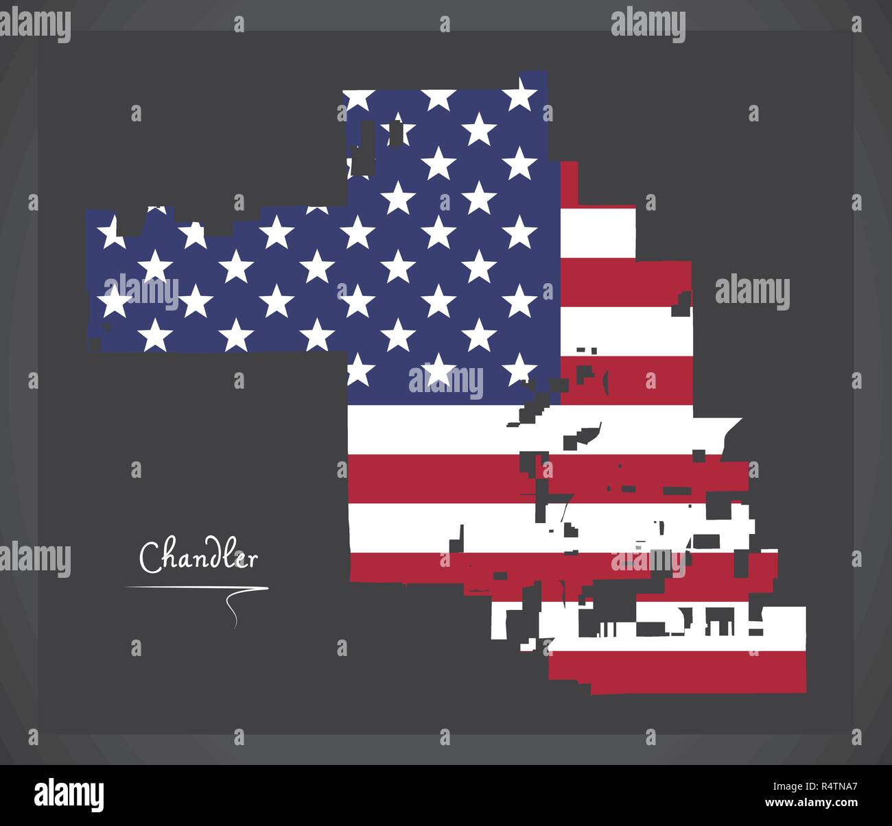 Chandler Arizona City map with American national flag illustration Stock Vector