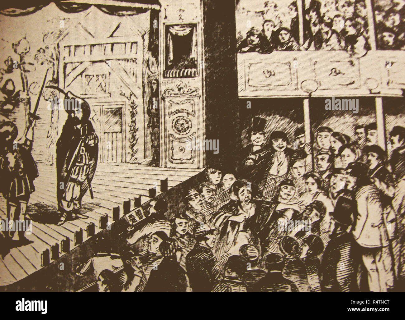 A 'Penny Gaff' - Victorian Rotunda  aka Globe)Theatre , Blackfriar's Rd, Southwark London. It was the largest  and most popular venue in London and catered for 'better class' patrons who paid twopence or three pence a ticket for the upper balconies Stock Photo