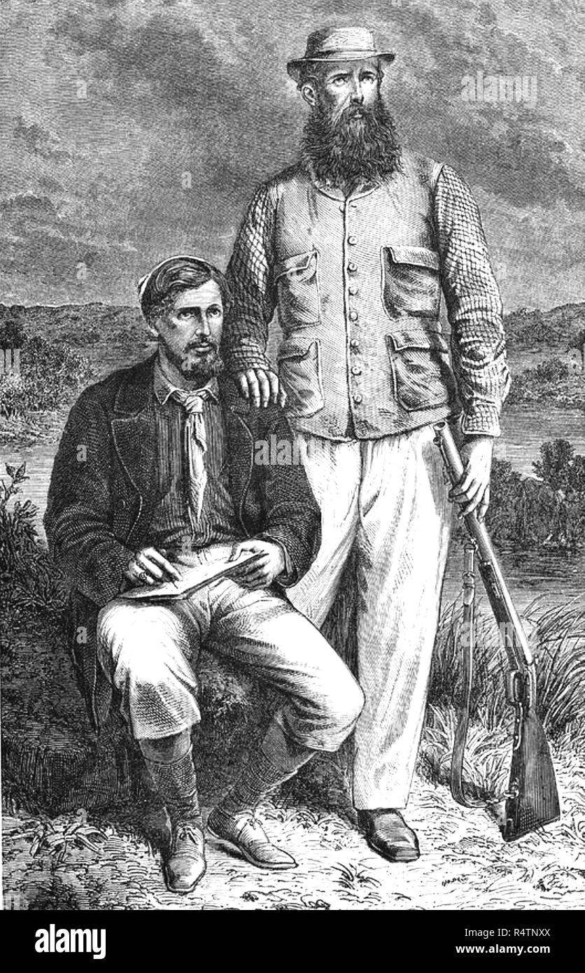 GRANT AND SPEKE John Hanning Speke (1827-1864) at right with James Grant (1827-1892) on the second journey to the source of the Nile in 1860-61 Stock Photo