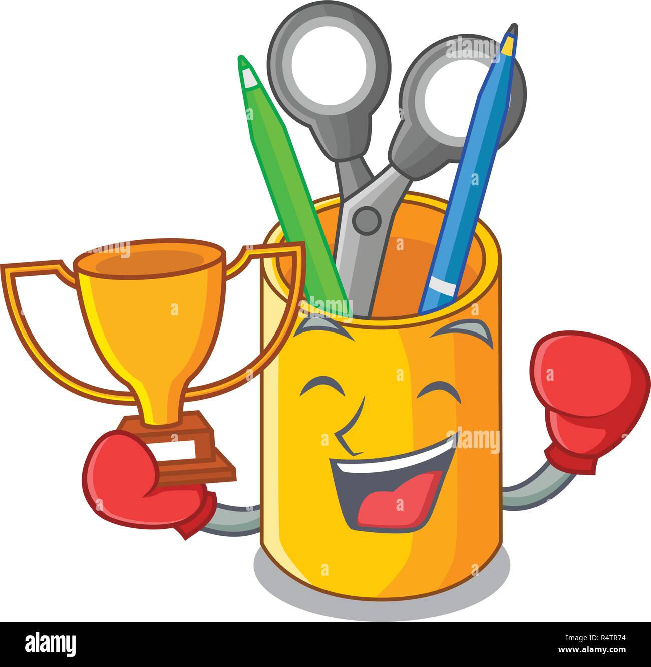 Boxing winner isometric supplies desktop on organizer mascot Stock ...