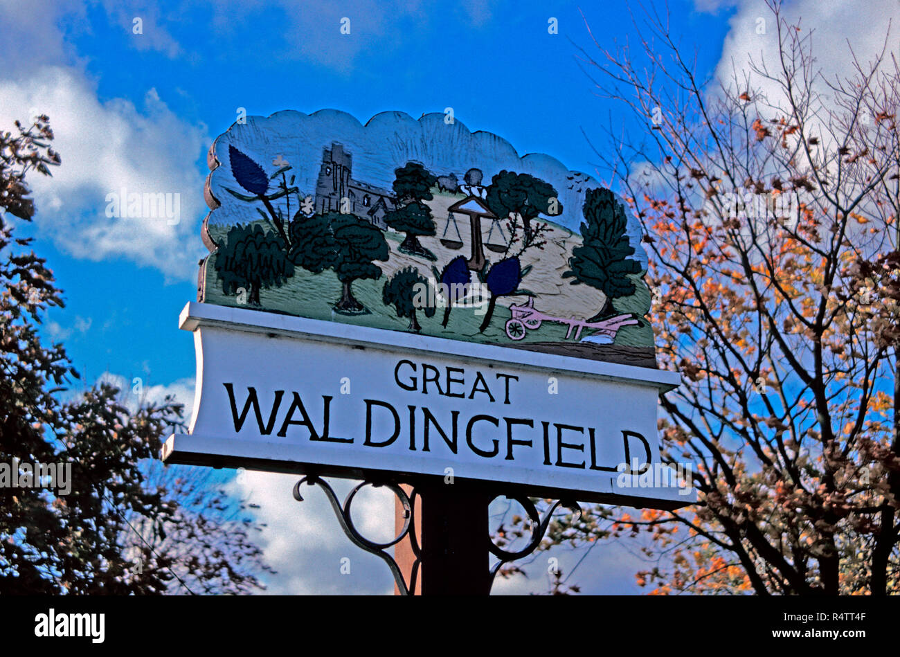 Great Waldingfield Village Sign Suffolk UK Stock Photo