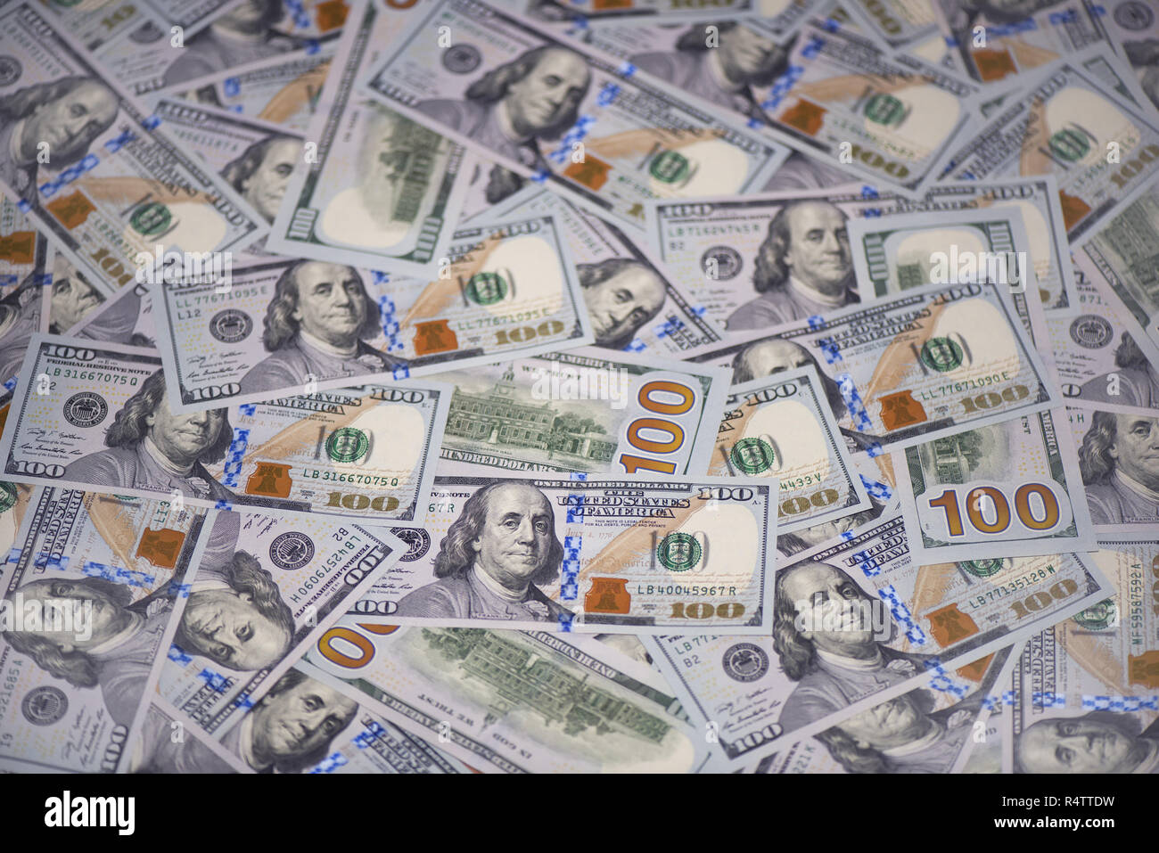New 100 US Dollars banknotes Stock Photo