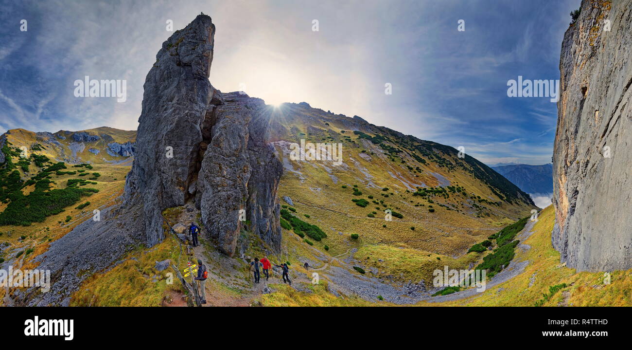 Rocktop Steinernes Tor, Rofan Mountains, Dalfaz Alm, Tyrol, Austria Stock Photo