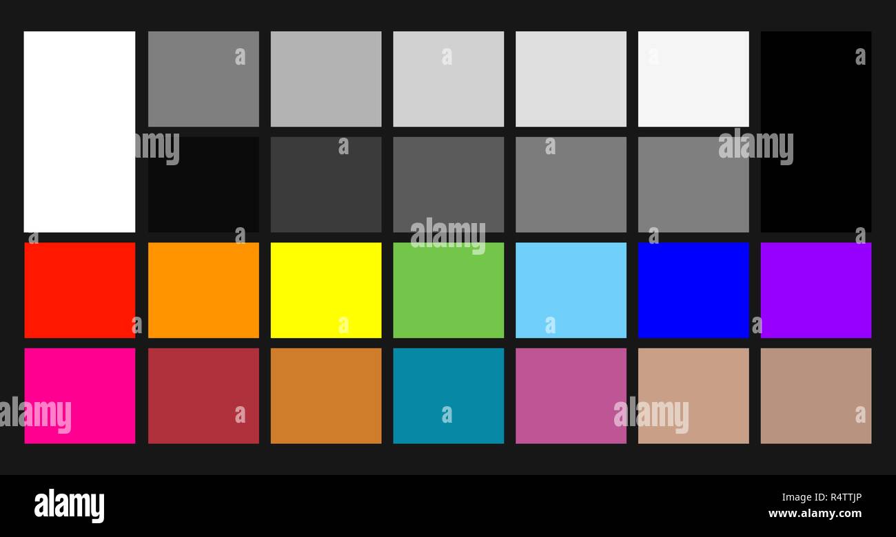 Color samples chip chart for colour calibration Stock Vector