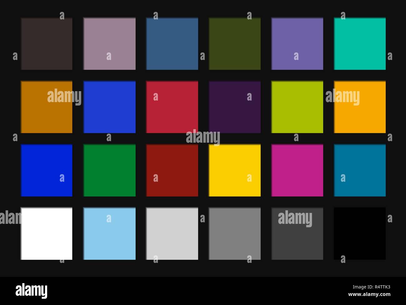 Color checkerboard passport. Chipchart for colour calibration Stock Vector
