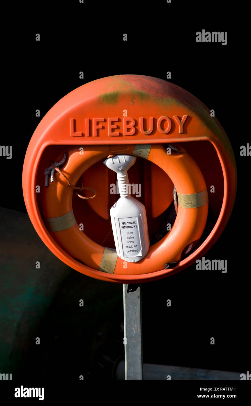 Lifebuoy at mouth of The Ouseburn Stock Photo