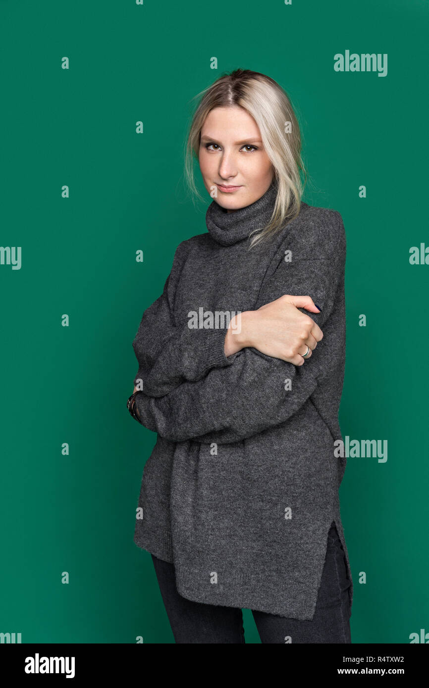 Gray turtleneck sweater hi-res stock photography and images - Alamy