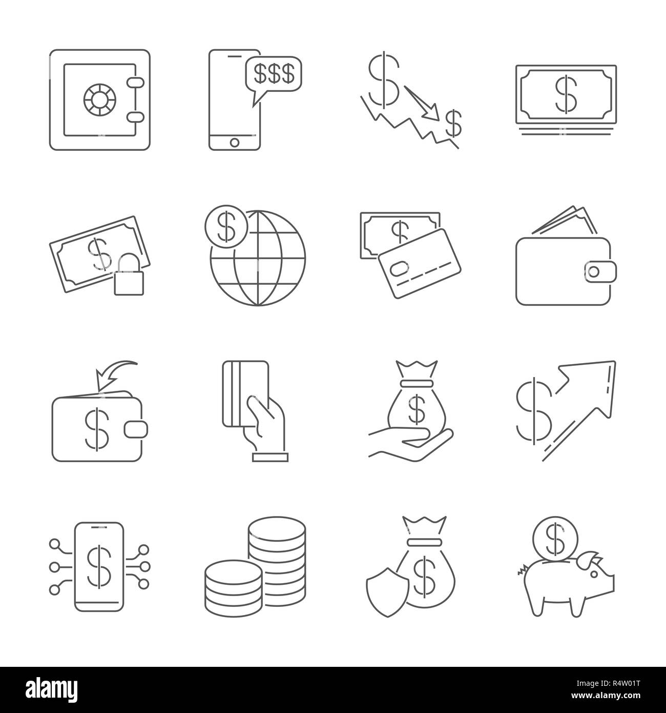 Simple Icon Set Related To Money A Set Of Sixteen Symbols - 