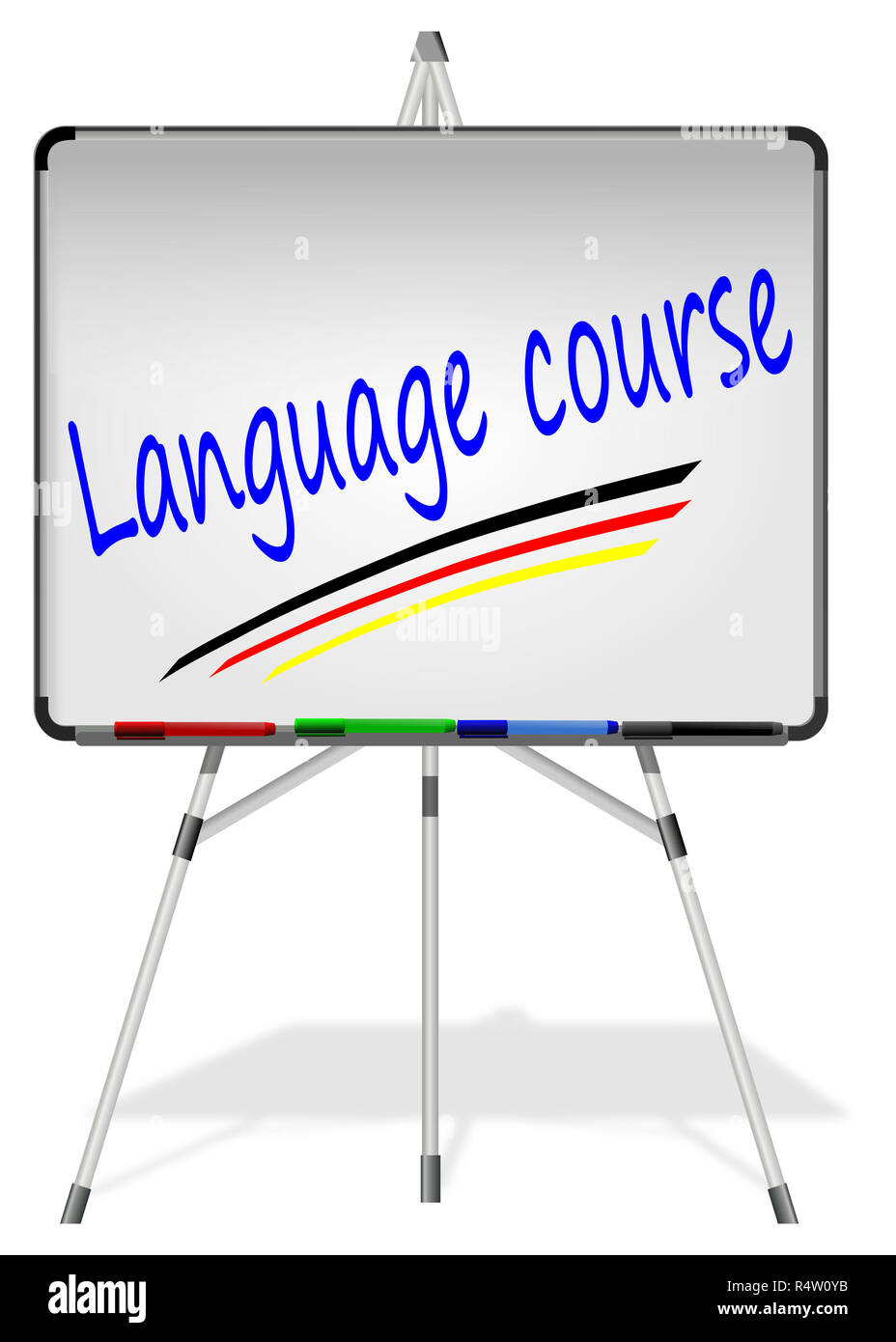 Whiteboard with language course - 3D illustration Stock Photo - Alamy