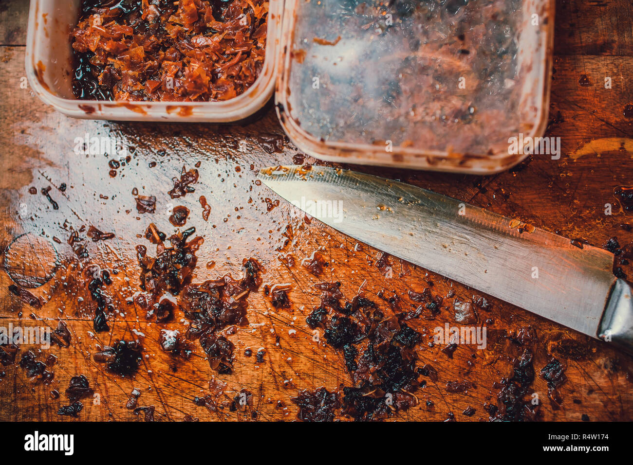 dry fruits for hookah. tobacco for hookah, knife Stock Photo Alamy