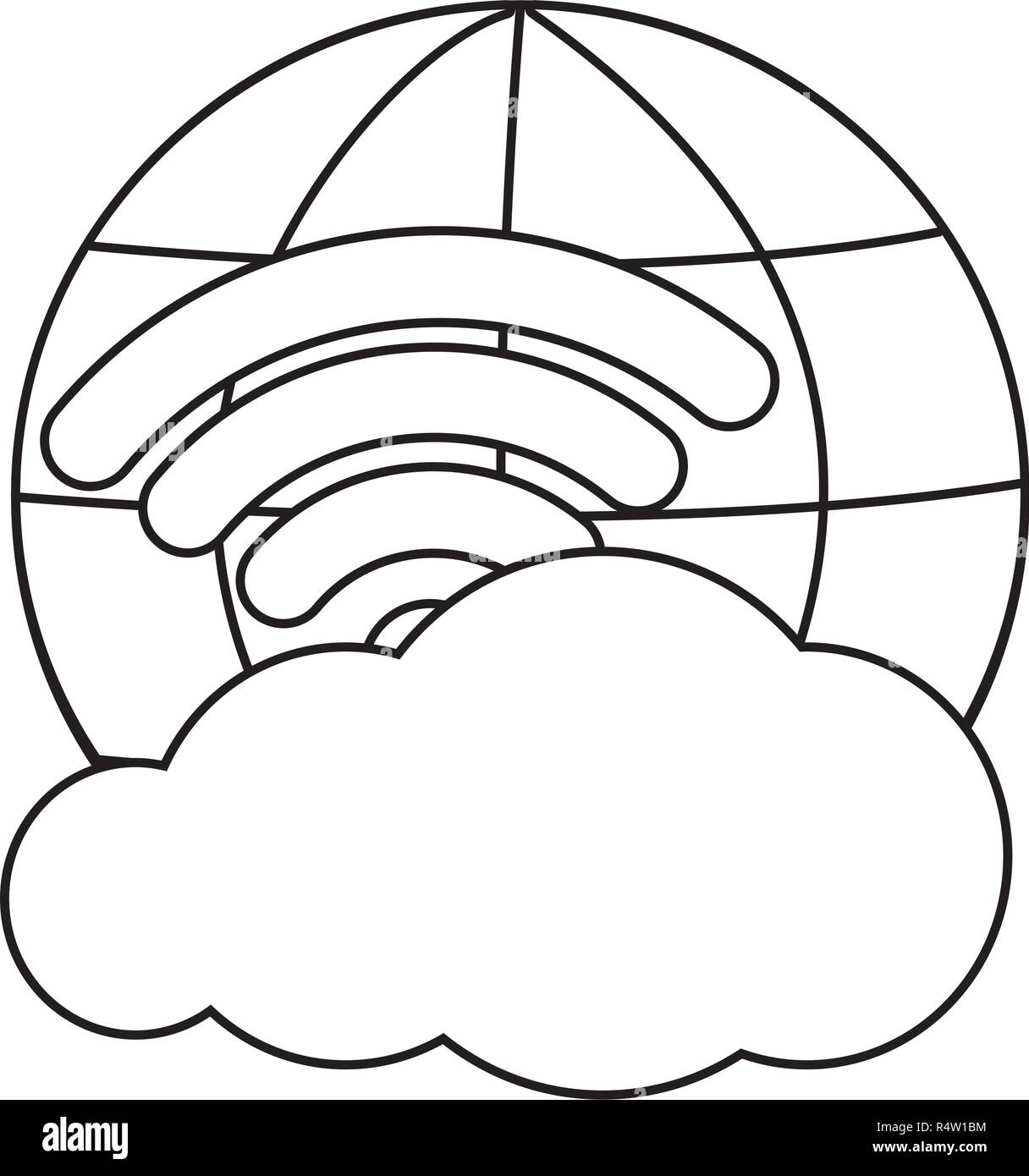 Global sphere and cloud computing with wifi vector illustration graphic ...