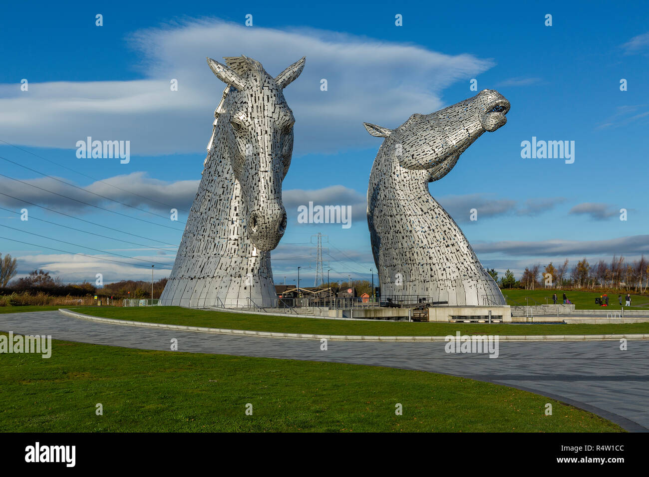 The Kelpies horse head sculptures, The Helix, Falkirk, Scotland Stock Photo