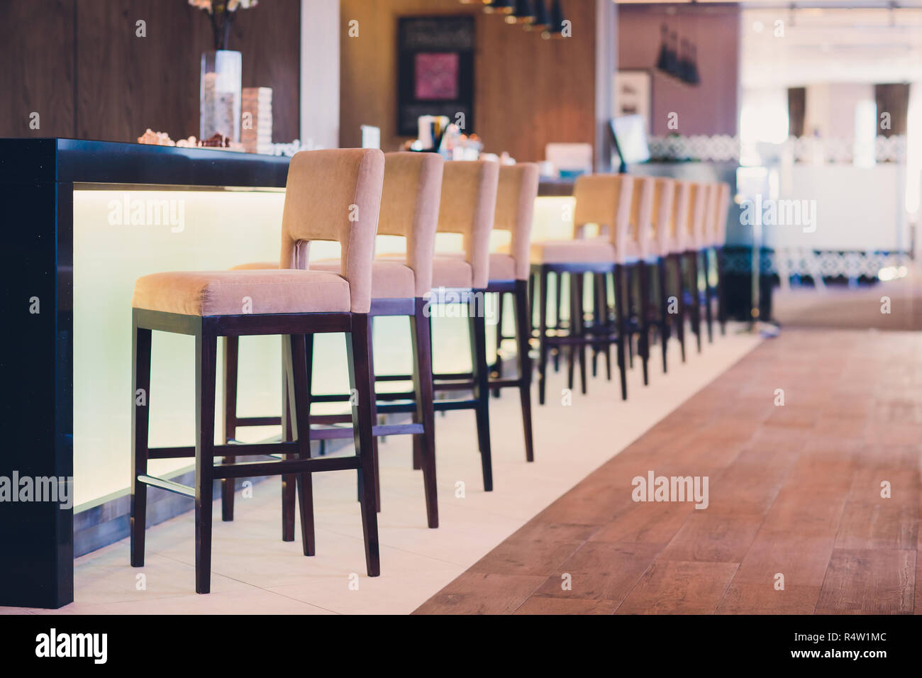 chic retro bar with leather chairs,bar counter Stock Photo Alamy