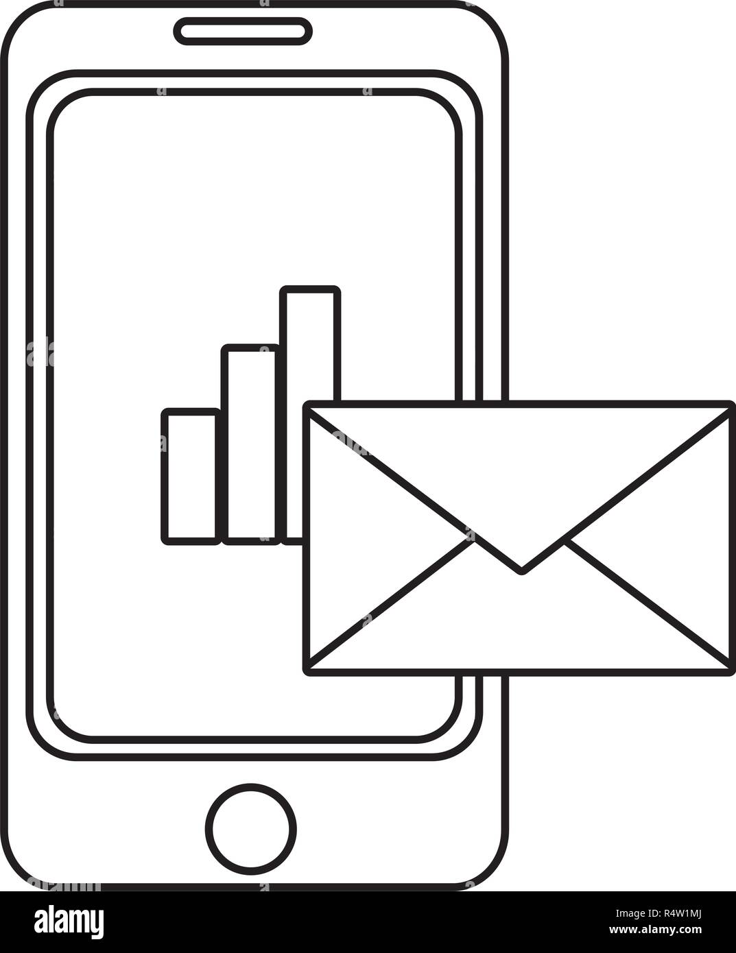 Email Vector Graph Business graph on smartphone with email symbol vector illustration ...