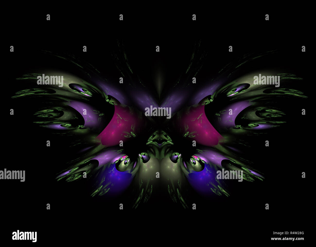 Artistic abstraction composed of fractal butterfly shapes and lights on