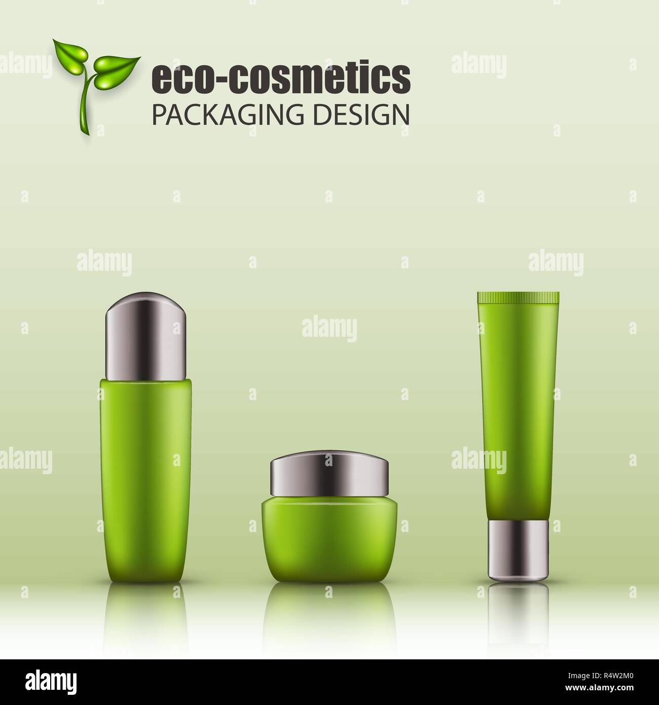 Download Set Of Realistic Green Glass Bottles With Silver Cap For Eco Cosmetic Empty Package For Skincare Cosmetic Face Eye Cream Jar Serum Gel Blank Te Stock Vector Image Art Alamy