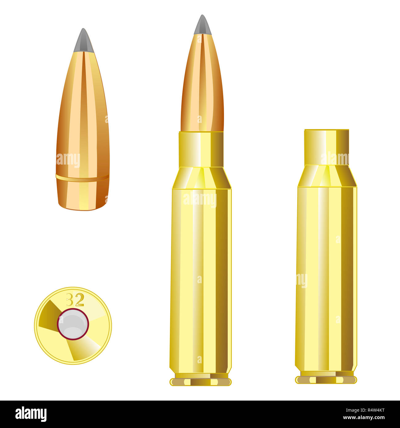 Cartridge case and bullet from weapon Stock Photo Alamy