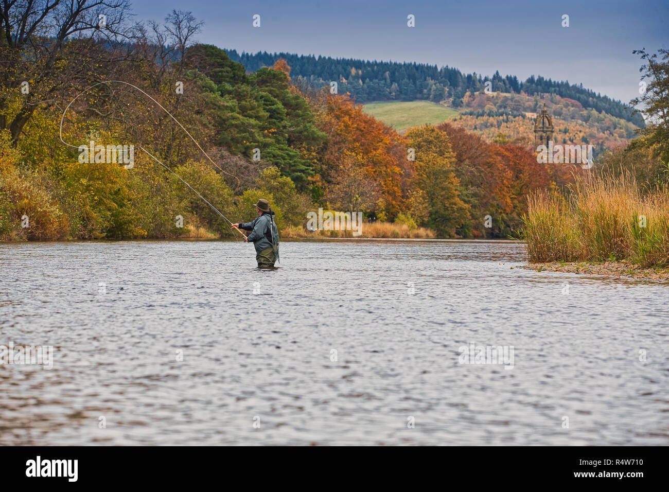 Salmon Fishing on the River Tweed Scotland Stock Photo