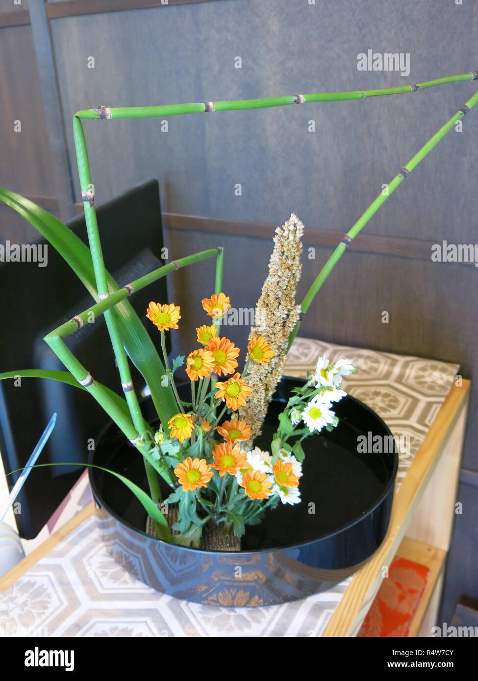 I had a personal hour's tuition in the Japanese art of Ikebana whilst