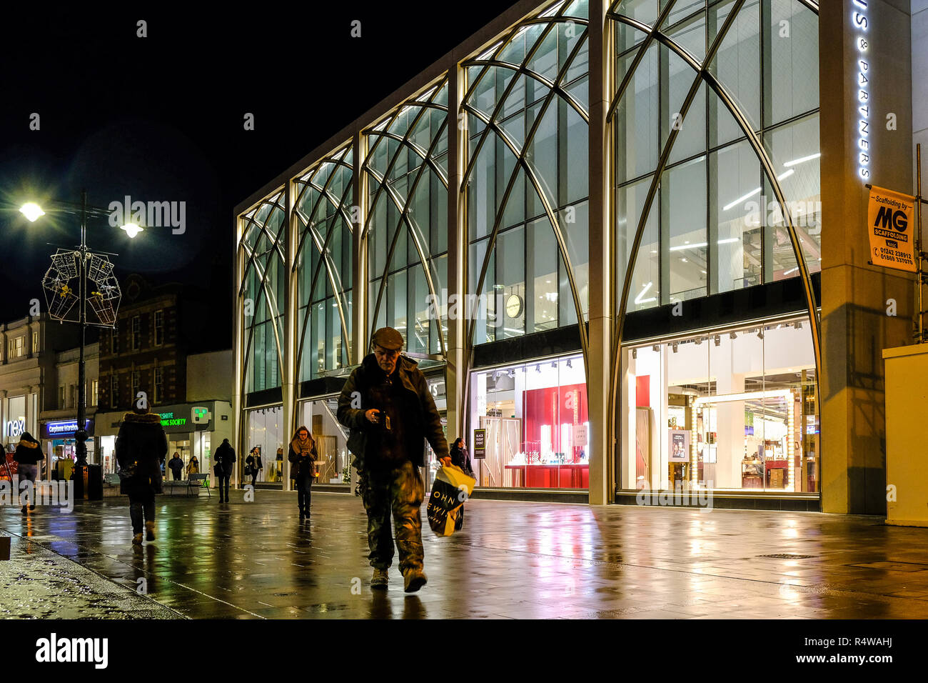 John Lewis & Partners store in Cheltenham city centre at night Stock Photo