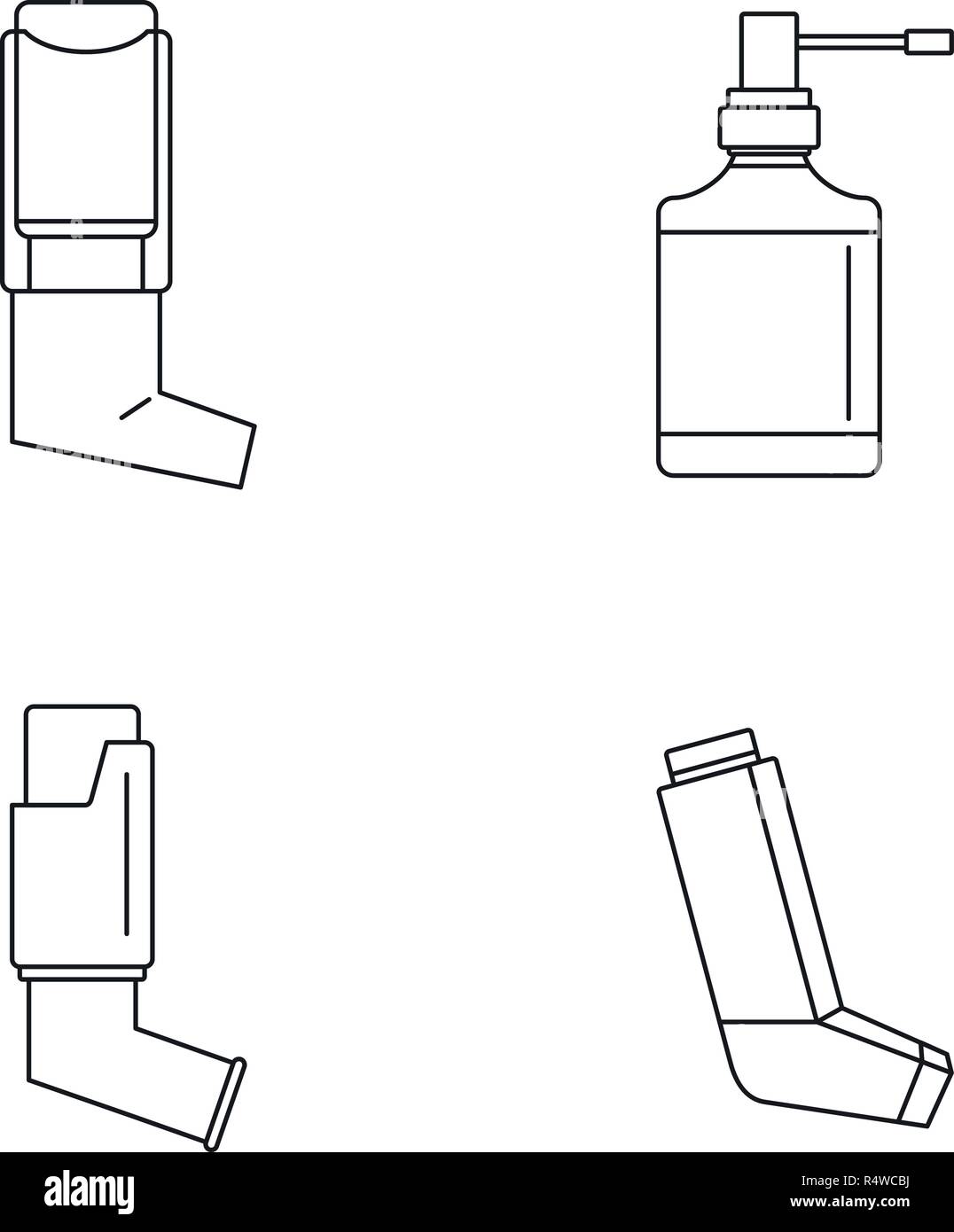 Inhaler set icon. Outline inhaler set vector icon for web design isolated on white background Stock Vector