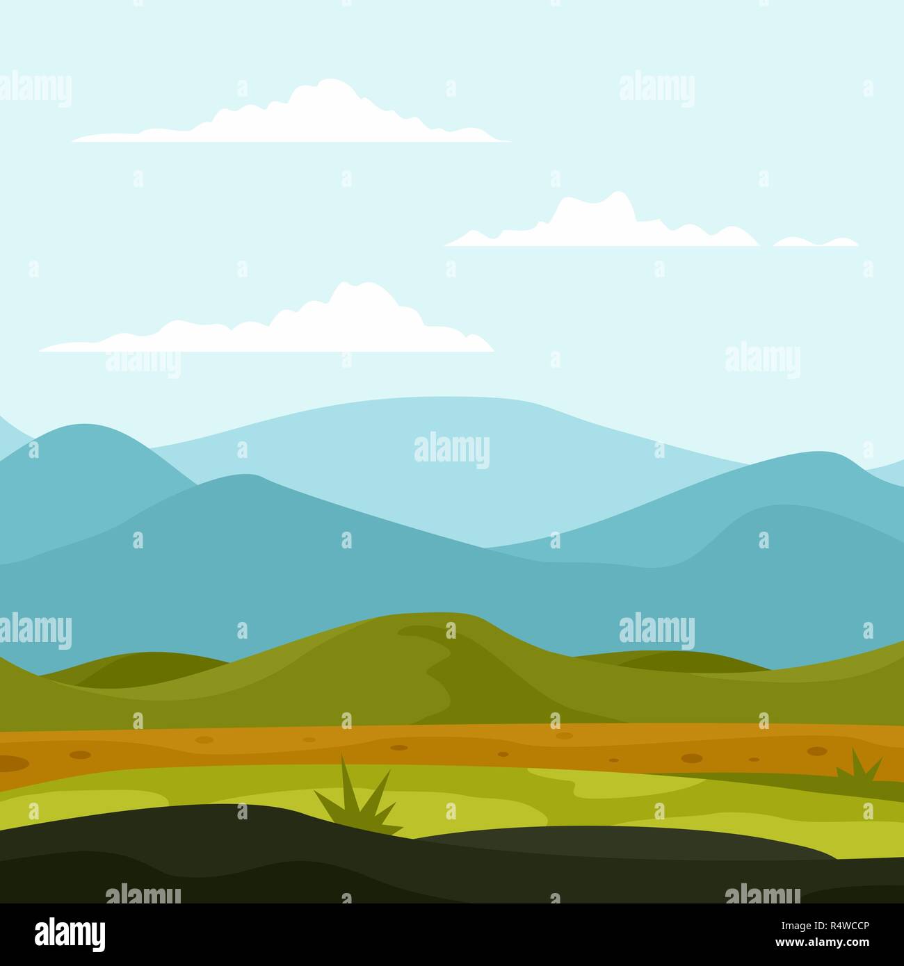 Mountains landscape background. Flat illustration of mountains ...