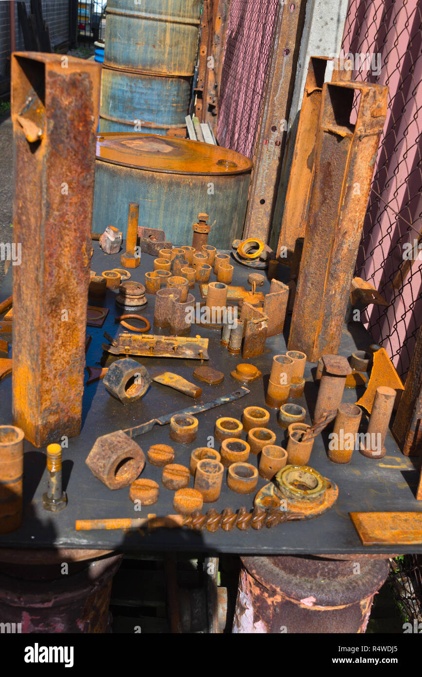 Discarded scrap metal, tools and spare parts from the engine sheds at