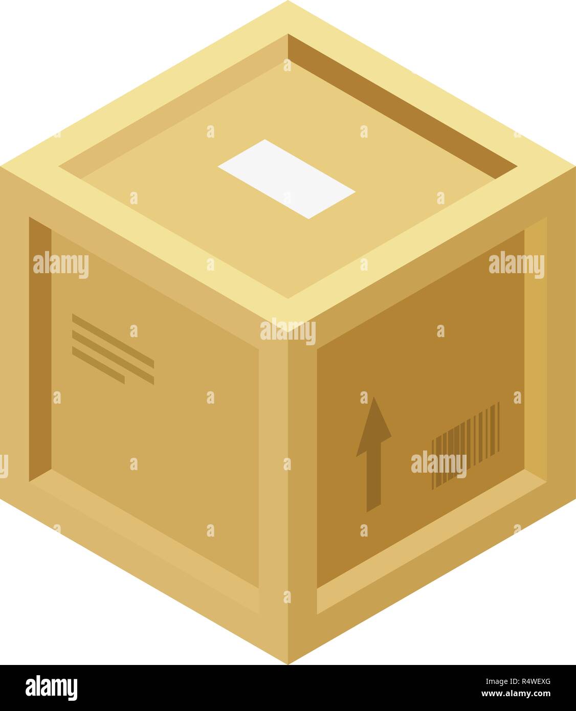 Wood parcel box icon. Isometric of wood parcel box vector icon for web ...