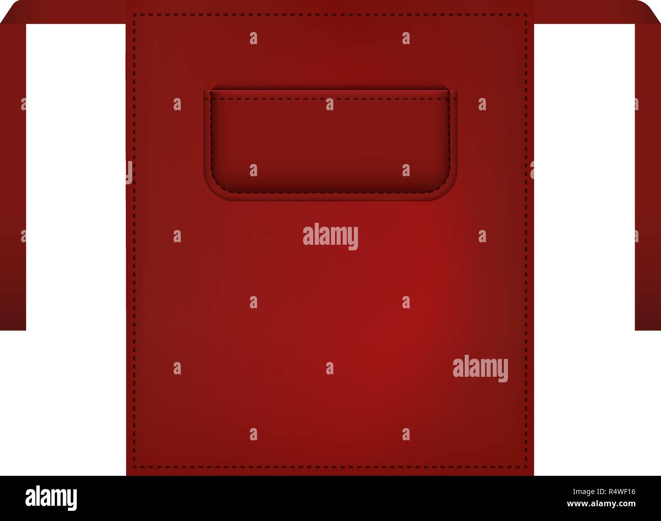 Red small apron mockup. Realistic illustration of red small apron ...