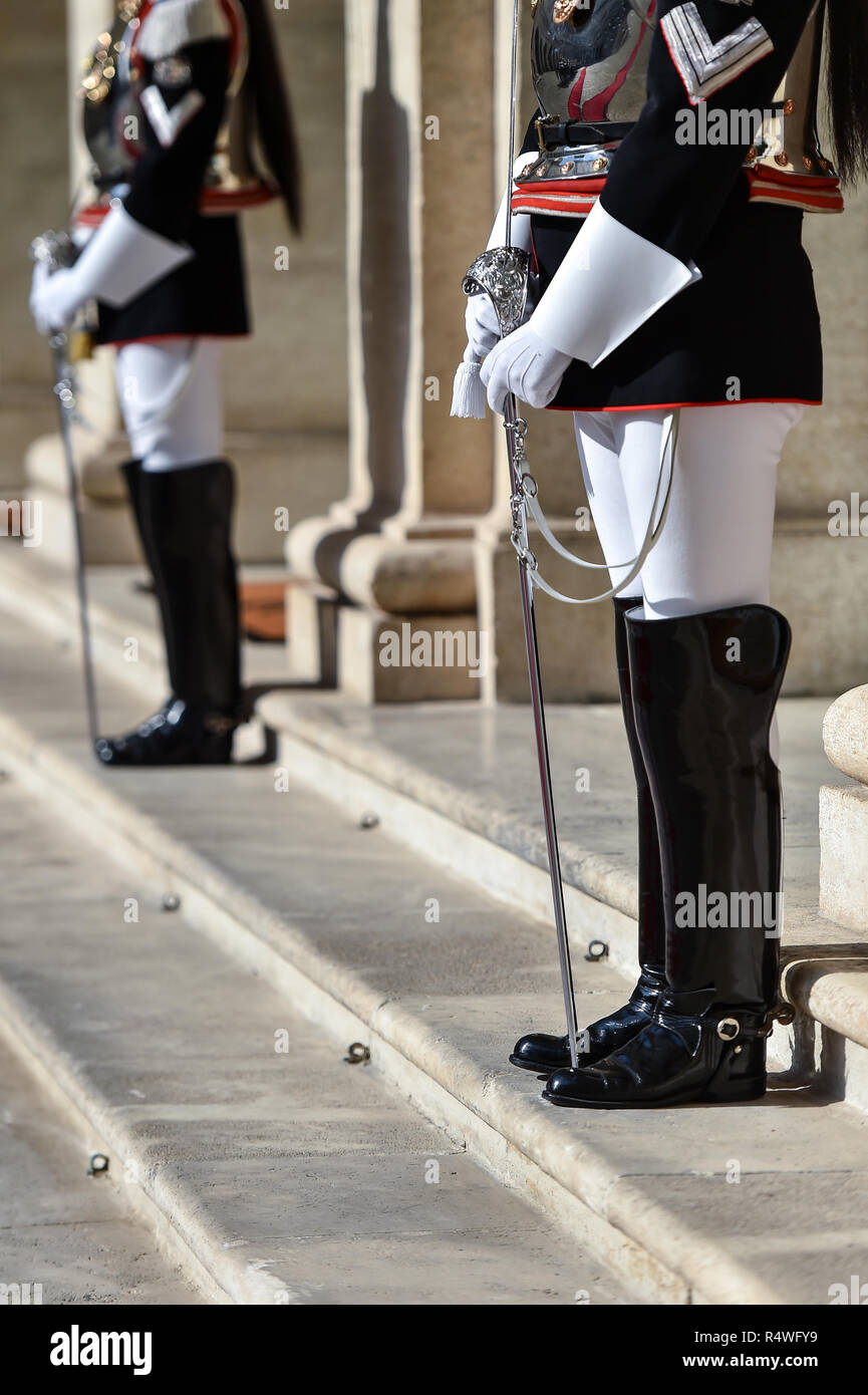 Italian national guard of honor during a welcome ceremony at the Quirinale Palace. Stock Photo