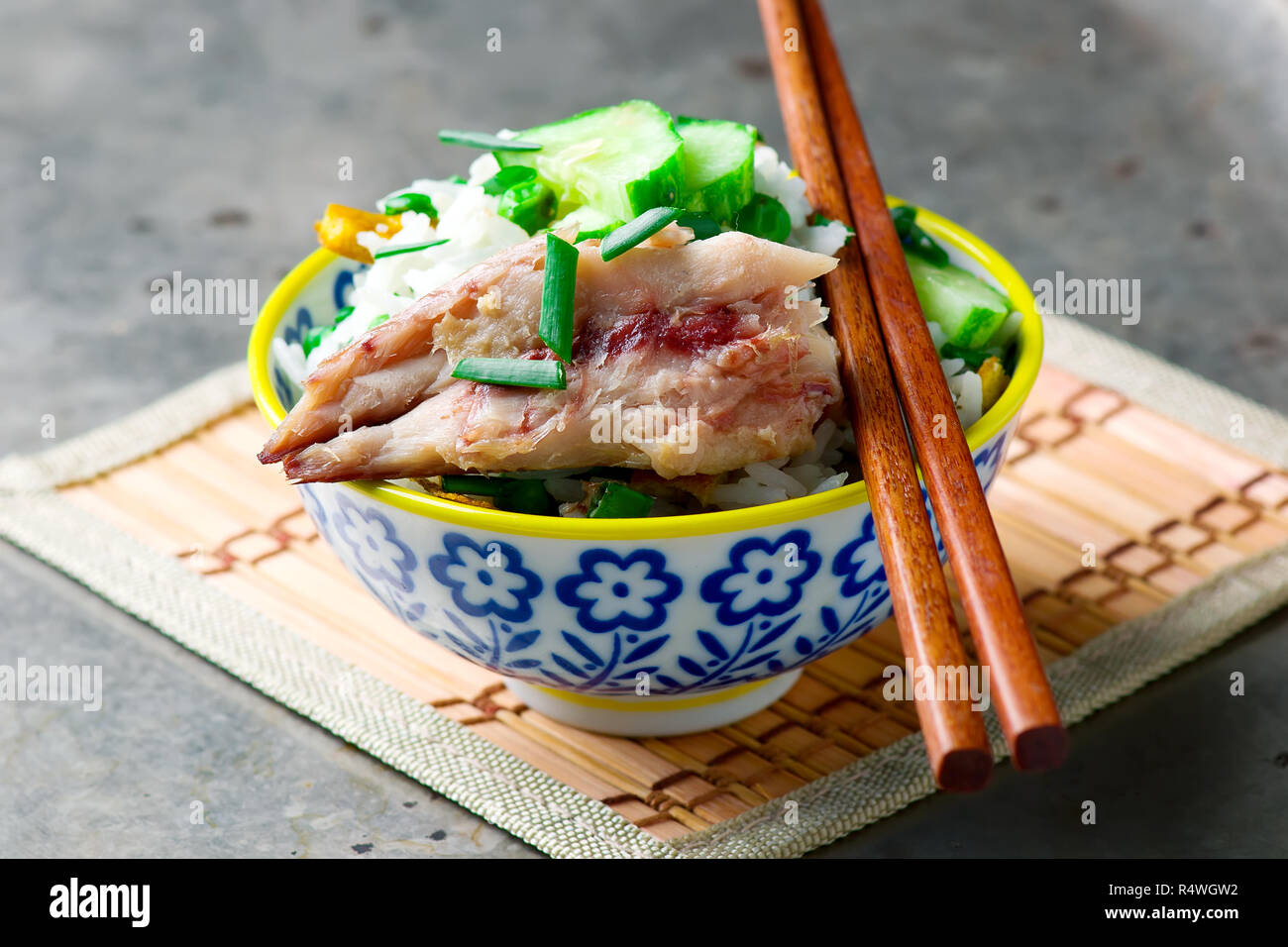 indonesian fried rice with mackerel..selective focus Stock Photo Alamy